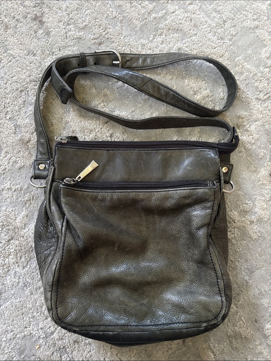 Wilsons Leather Handbags - Wilsons Leather Olive-Tone Leather Crossbody Bag
